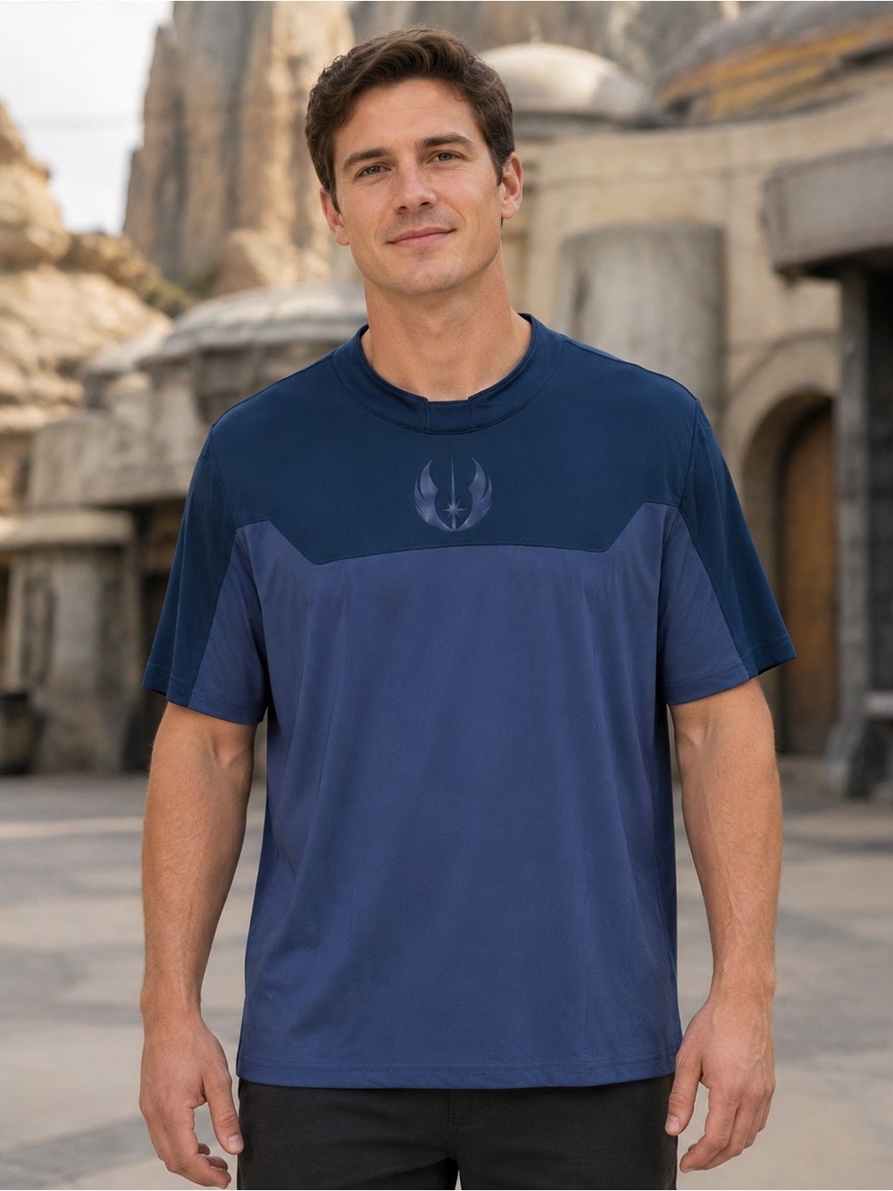 Disney Star Wars Galaxy’s Edge Jedi Crest Shirt Men XL Blue Performance Cosplay